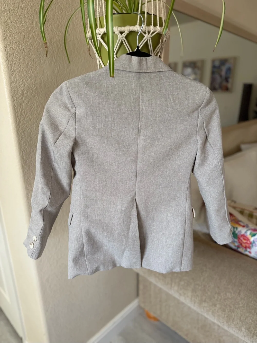 Kids Light Gray Single-Breasted Blazer